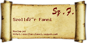 Szollár Fanni névjegykártya
